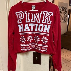 PINK VS red winter crop top long sleeve